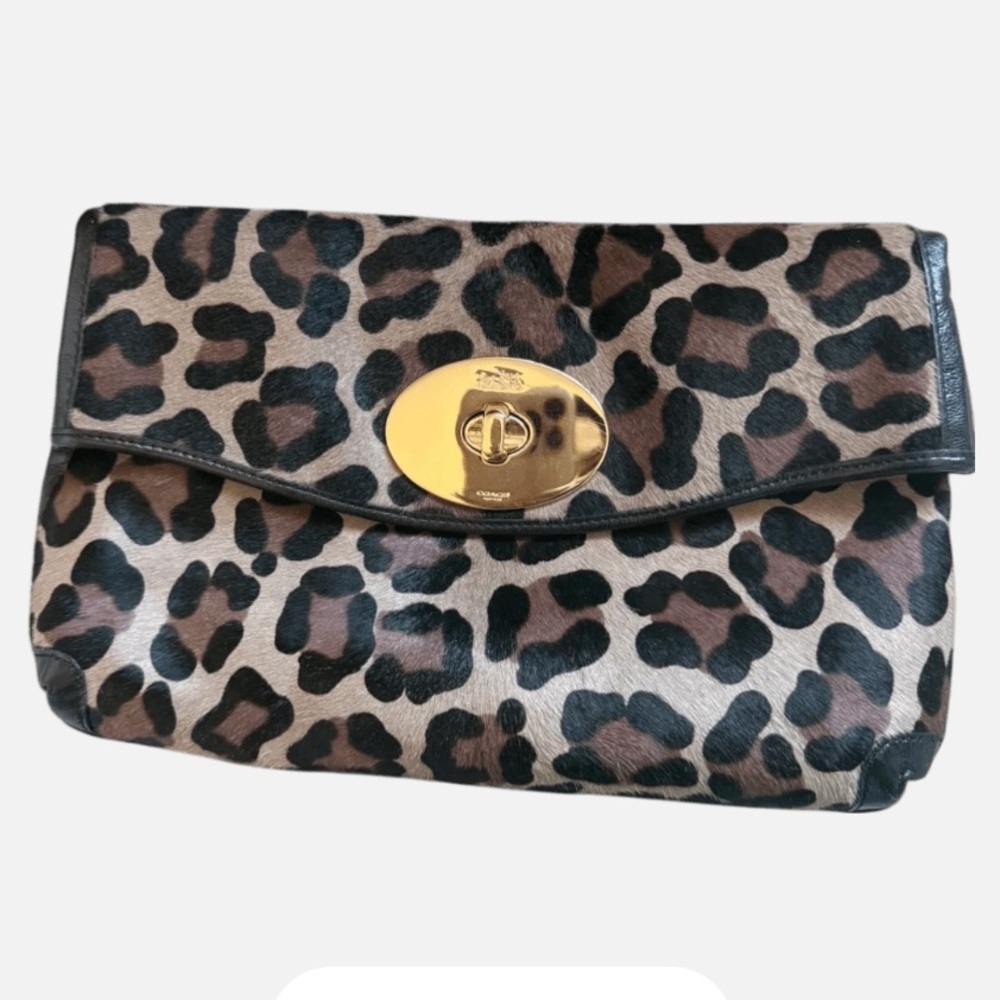 Coach Black and Brown Leopard Print Shoulder Bag